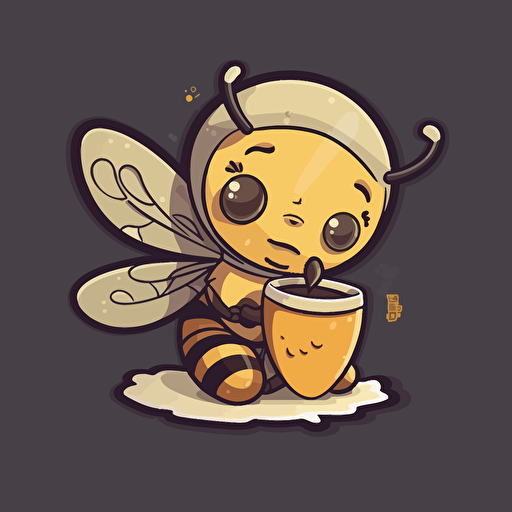 Honey Bee, Saturday Morning Cartoon Style, Sticker, Vector