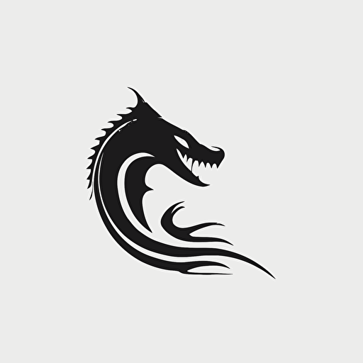 Minimalist iconic logo of sea serpent vector, on white background