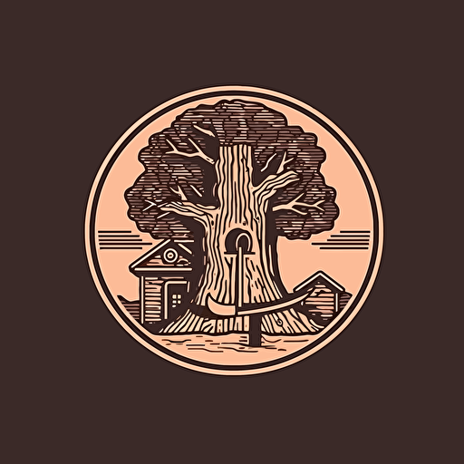 Carpenter logo, cut tree trunk, original style, minimalistic, vector illustration