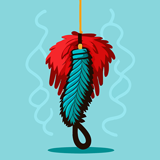 feather boa in the shape of a hangman's noose in a vector art cartoon style, flat color, solid color background
