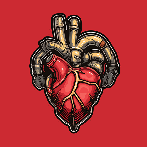 a vector logo of a biker hand squeezing a pumping heart
