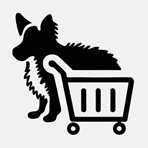 mimimal iconic logo of an online pet store, black and white vector, a clear background