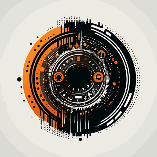 vector illustration of digital circle, tech circle, IT elements, simple, logo
