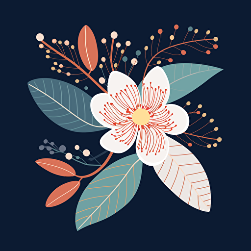 simple minimal vector australian native flower blossom and leaves on blue background 3 colors ar