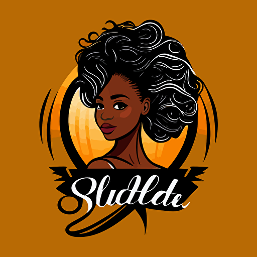 hair stylist company, hair flowing, african american, modern, vector logo, vector art, simple , cartoon, 2d