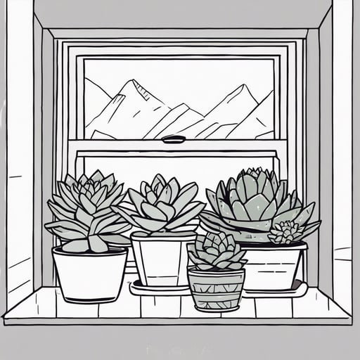 Potted succulents on a sunny windowsill.