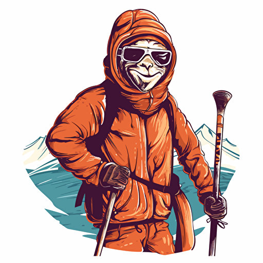 camel wearing ski clothes skiing in aspen vector clipart