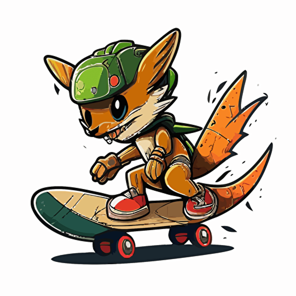 cupacabra riding a skateboard, vector logo, vector art, emblem, simple cartoon, 2d, no text, white background