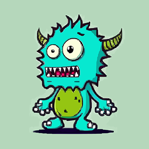 cartoon monster hand drawn outline, color book style , vector