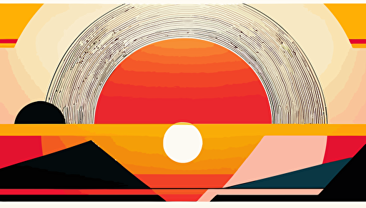 sunrise, painted as shapes, abstract, minimal, low detail, vector art,