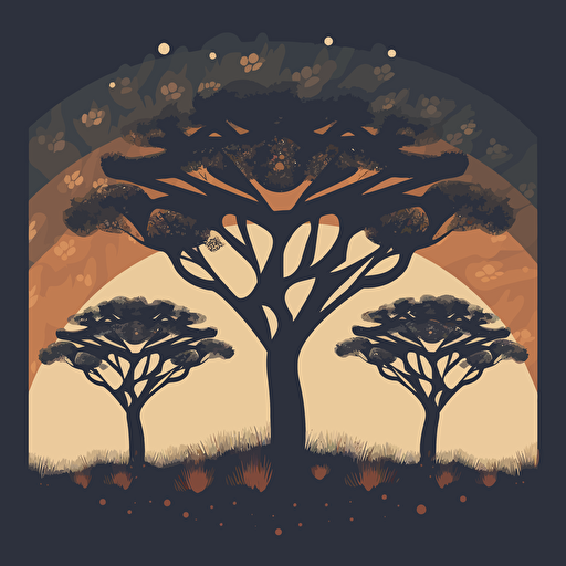 african trees. minimal vector illustration.