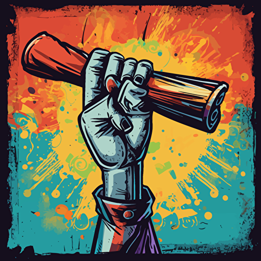 a vector image of a hand holding up a diploma, graffiti style