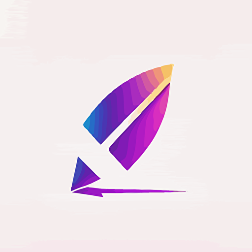 logo showing a letter with an arrow underneath, minimal, vectorized logo, flat logo with a purple gradient on white background