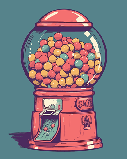 bubble gum, retro aesthetics, vector image, sticker design, pantone color scheme: 12