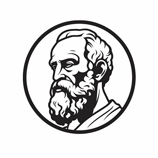 Chrysippus illustration, minimal, outline strokes only, black and white, logo, vector, minimallistic, white background