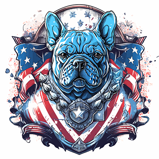 Tapastry design vector of a tough looking American bull dog 4th of July themed background Res white and Blue colors