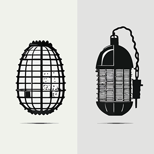 japanese, half grenade and half wireframe, simple logo, minimalist, vector