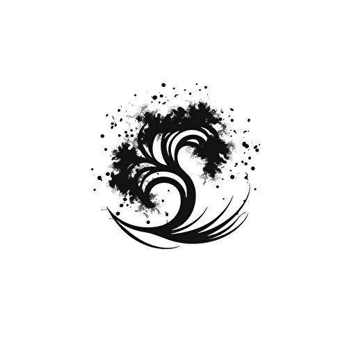 black logo of a earth turning into a tree with a swirl of ink, Minimalistic, design, modern. White background, vector, creative