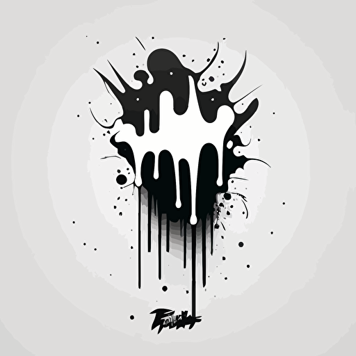 flat design logo, spray paint, vector, black and white, minimal