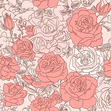 cute flowers roses wedding theme vector seamless pattern
