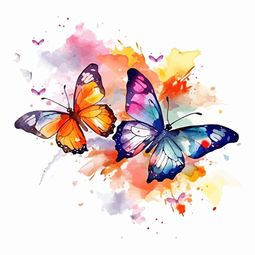 watercolor butterflies, vector