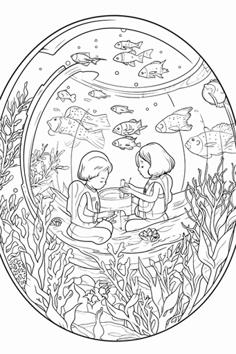 colouring book for kids, various mermaids separated by space, cartoon style, vector, little detail, no shadow, black and white, white background