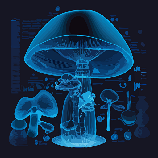 vector mushroom xray and blueprint
