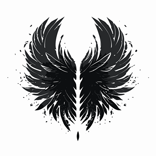 a timeless modern feminine logo of spread wings black vector white background