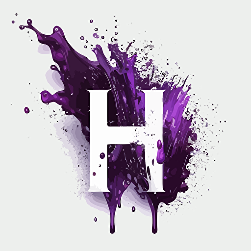 Lettermark logo of 'H', abstruct splashed water, High quality logo design, Vector, Minimal, white background, transparent background, purple color, super simple, illustration,