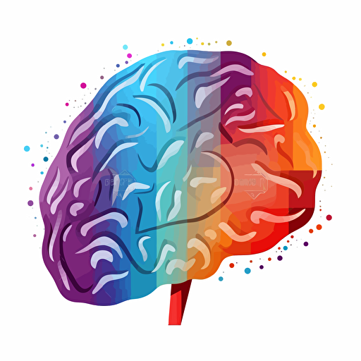 brain, white background, flat colors, vector style