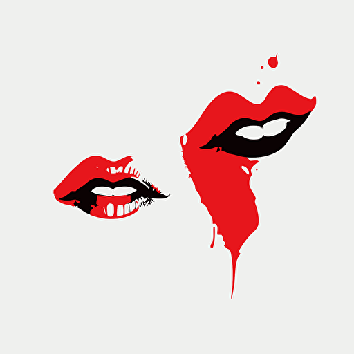 a pair of red lips, sports logo style, white background, vector, flat