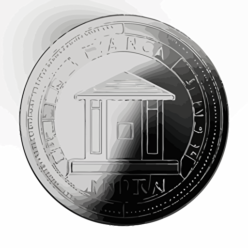 new coin logo, residential square meter token, front, no inscriptions, black and white, vector