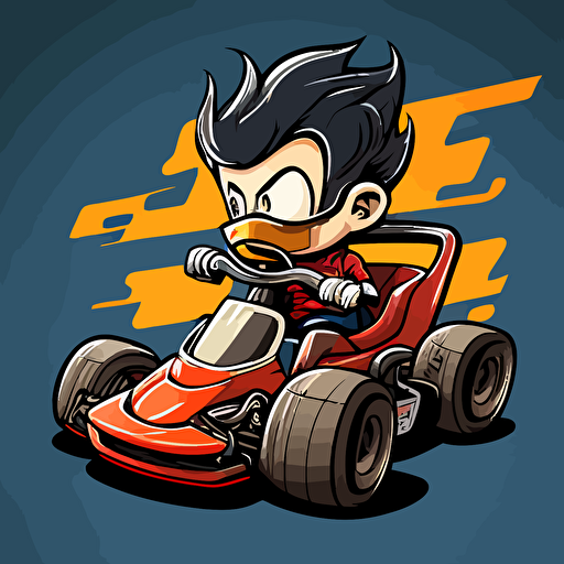 a go kart cartoon vector style, extremely detailed