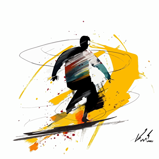 by wu guanzhong+Axel Vervoordt,vector illustration, minimalist illustrator, silhouette of a person extreme sports, dynamic posture