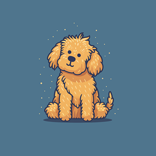 whimsical Goldendoodle puppy flash art simple vector logo