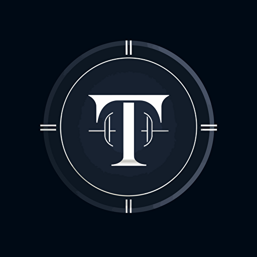 a simple, monogram, flat vector logo for a business card company, should contain 2 letters "T", both letters clearly visible on the logo, some combination of "T T", professional, dark blue color logo, black background