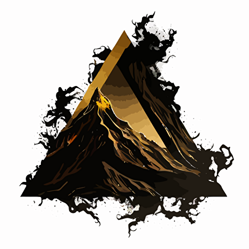 vector logo in V being with a triangle, without background, company, black and gold, volcano edit