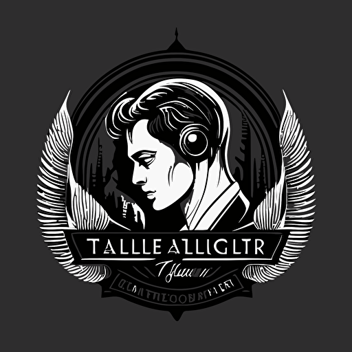 2d black and white vector logo for company called twilight audio