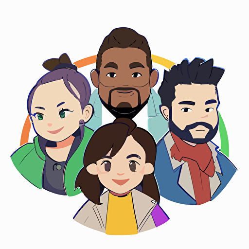a vector logo showing 5 people of multiple races and cultures being supportive