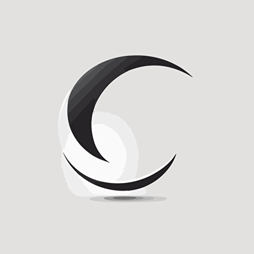 half moon logo,, clean, minimalist, abstract mark logo business, vector logo, white background