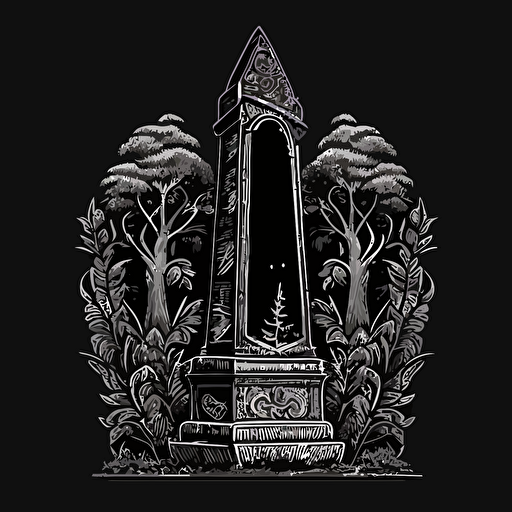 altar obelisk dark fantasy cartoon style line work vector