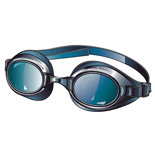 vector drawing of swim goggles, front view, mirror lenses, simplified