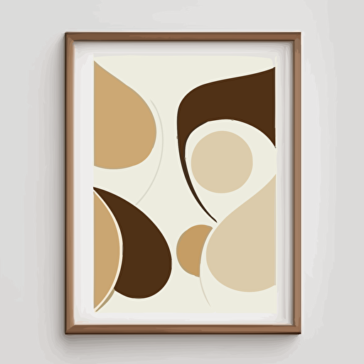bown and beige mid century modern art print, minimalist, vector