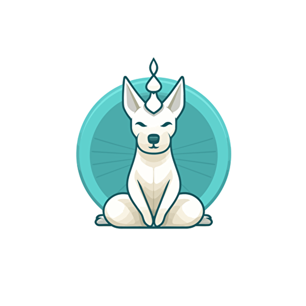 simple logo of a meditate dog, collared, retro cartoon style, dribbble, flat 2d, vector style, company logo, white background