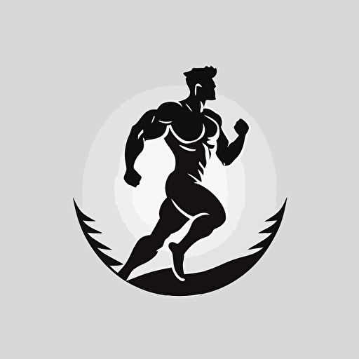 athletic silhouette, vector logo, vector art, emblem, 2d, simple, in style of instagram