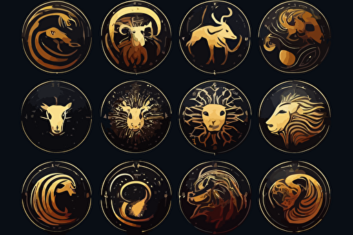 12 Zodiac Signs Logo Vector Simple