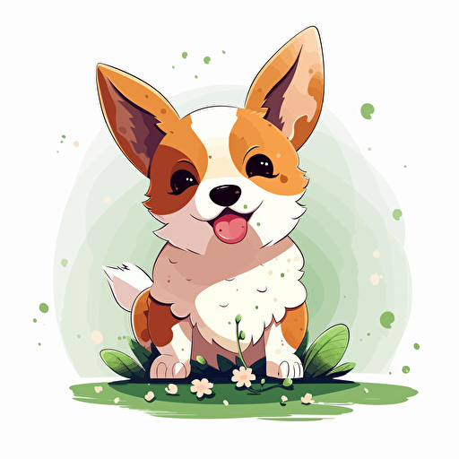 ultra cute corgi vector art, white background,
