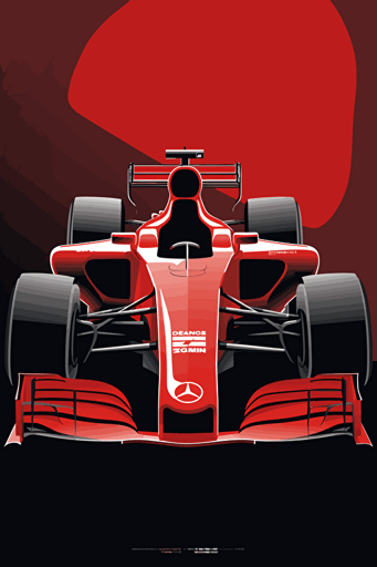 minimalist poster of a formula one car, vector,