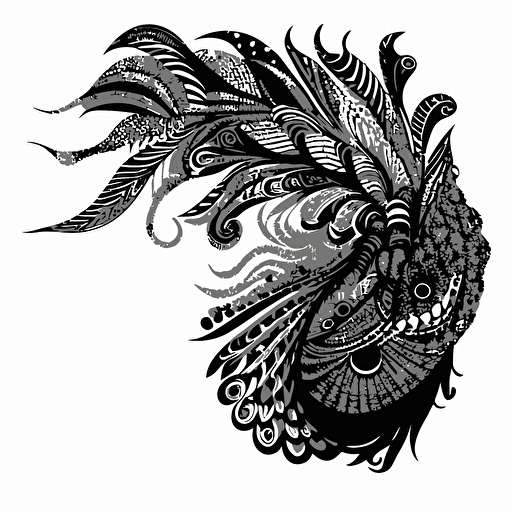 black line zentangle art vector