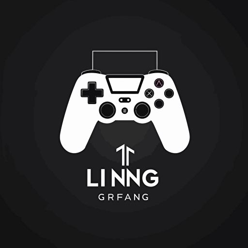 minimalstic vector logo with game pad . under logo letters "LNG", gaming style,